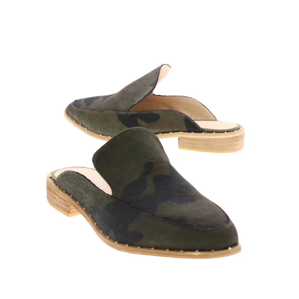 Very Volatile Atwood Camo Calf Hair Mules, 10